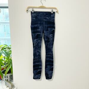 Lululemon Blue Print Train Time Mesh Leggings Size 2